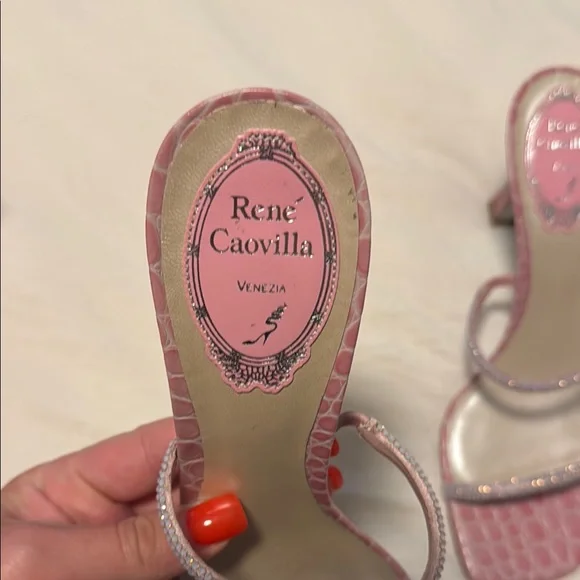 Rene Caovilla Pink Heels with Strappy Design NIB - Picture 3 of 7